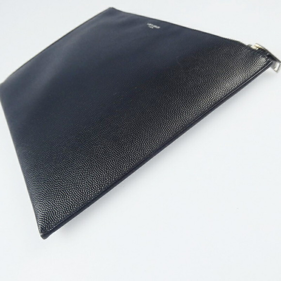 SAINT LAURENT Clutch Bag Grain Textured Leather Black - Picture 4 of 15